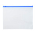 Папка-конверт на ZIP-молнии A5, 150 мкм, Calligrata, прозрачная, синяя молния оптом