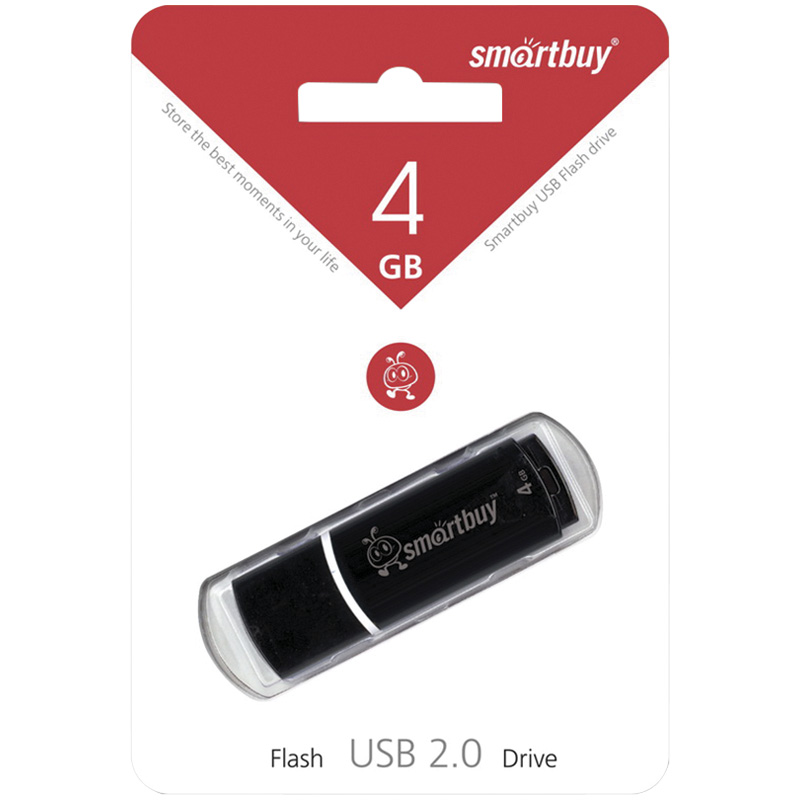 Память Smart Buy "Crown"  4GB, USB 2.0 Flash Drive, черный оптом