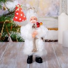 Дед Мороз в белой шубке с хворостом 17 см оптом