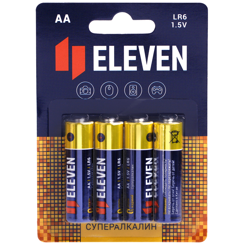 Батарейка Eleven SUPER AA (LR6) алкалиновая, BC4 оптом