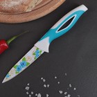 Нож кухонный с антиналипающим покрытием "Райский сад" лезвие 8,5 см, цвет голубой оптом