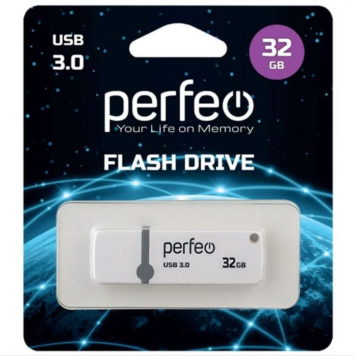 Флэш-память PERFEO C08 32 Гб USB 3.0 белый оптом