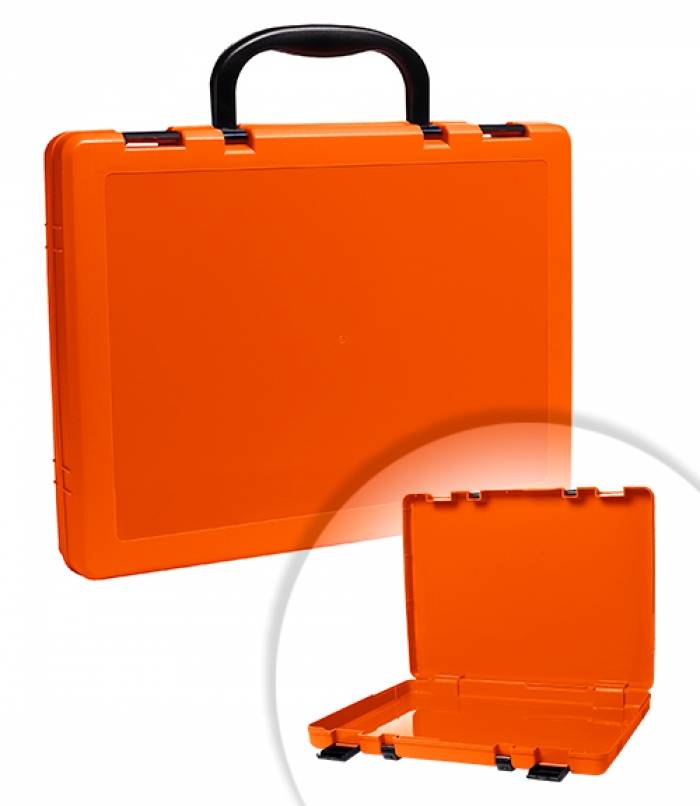 Портфель, СТАММ, 1 отделение, 75х375х280 мм, 2 замка, 2 ручки, пластик, оранжевый оптом