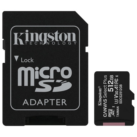   microSDXC 512 GB KINGSTON Canvas Select Plus UHS-I U3,100 / (class 10), , SDCS2/512GB 