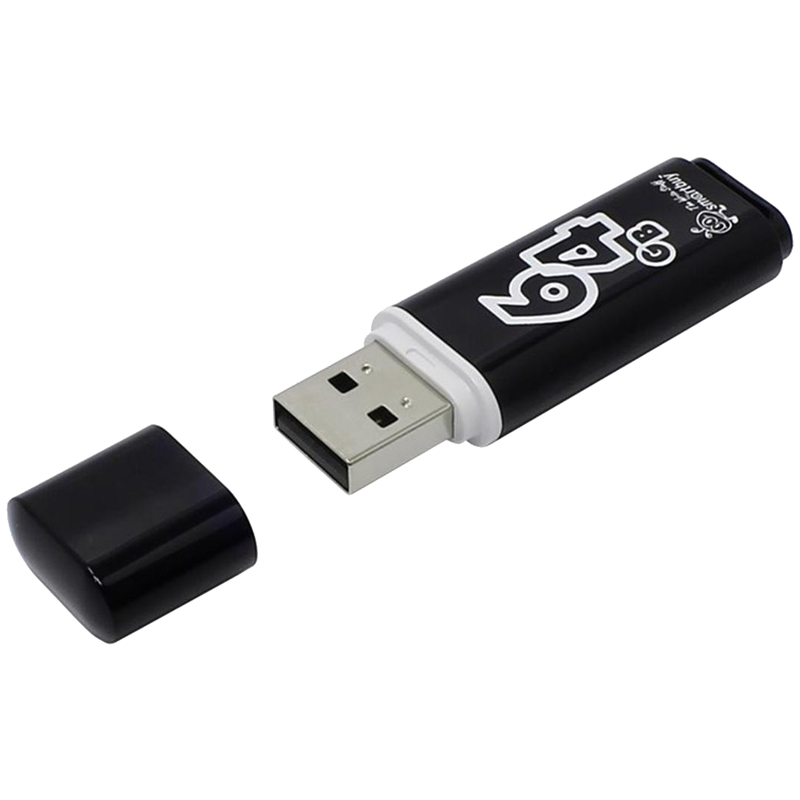 Память Smart Buy "Glossy"  64GB, USB 2.0 Flash Drive, черный оптом