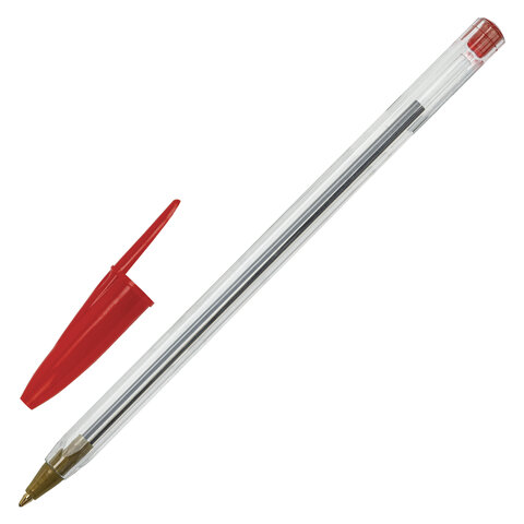 Ручка шариковая STAFF "Basic Budget BP-04", КРАСНАЯ, линия письма 0,5 мм, с штрихкодом, 143870 оптом