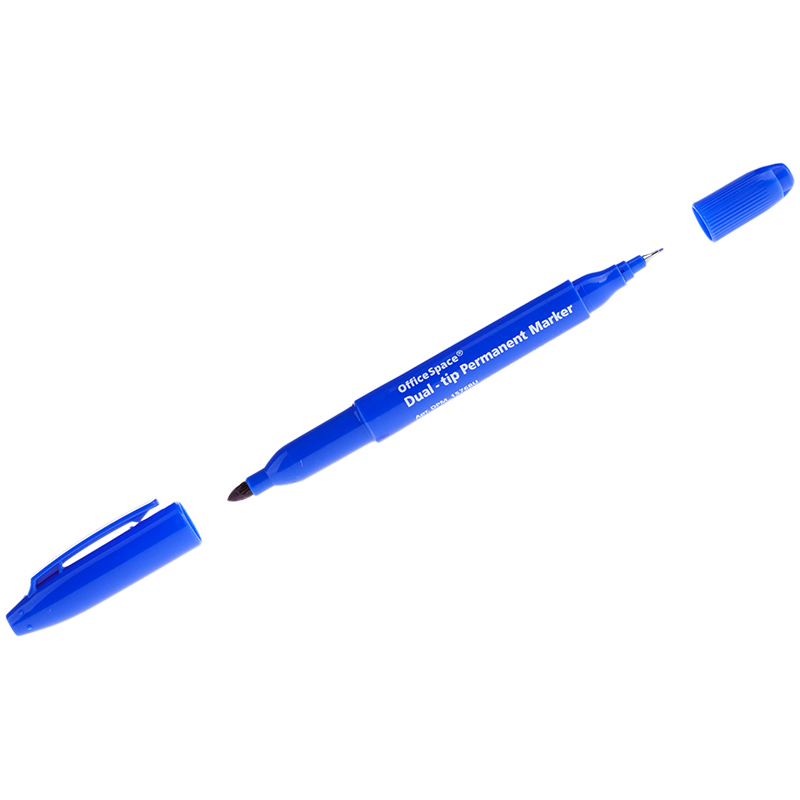 Маркер перманентный двухсторонний OfficeSpace синий, пулевидный, 0,8/2,2мм оптом