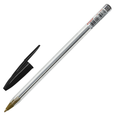 Ручка шариковая STAFF "Basic Budget BP-04", ЧЕРНАЯ, линия письма 0,5 мм, с штрихкодом, 143869 оптом