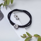 Набор 2 предмета: браслет, пуссеты "Модерн" кристалл, цвет чёрный в серебре оптом