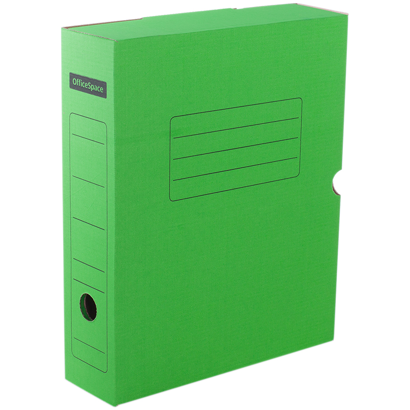 Короб архивный с клапаном OfficeSpace, микрогофрокартон, 75мм, зеленый, до 700л. оптом