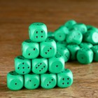 Кубик игральный 1.5х1.5х1.5 см, цветной, зеленые, 100 шт оптом