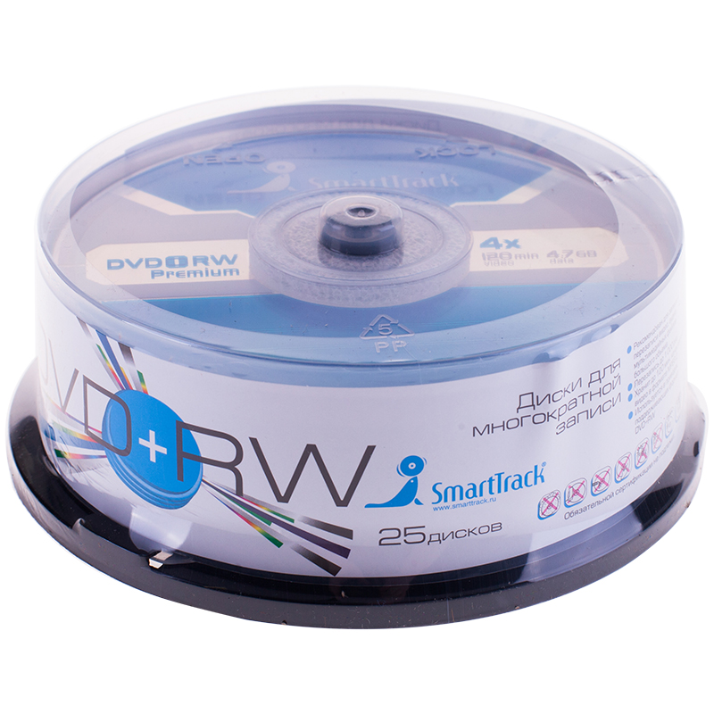 DVD+RW 4.7Gb Smart Track 4x Cake Box (25) 