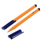 Ручка шариковая, 1.0 мм, стержень синий, корпус жёлтый треугольный, с синим колпачком, Good оптом