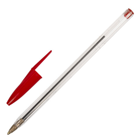 Ручка шариковая STAFF Basic Budget BP-02, письмо 500 м, КРАСНАЯ, длина корпуса 13,5 см, линия письма 0,5 мм, 143760 оптом