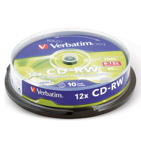  CD-RW VERBATIM 700 Mb 12 Cake Box (  ),  10 ., 43480 