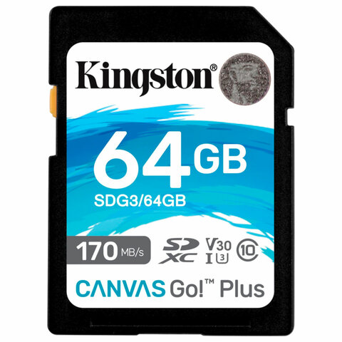   SDXC 64GB KINGSTON Canvas Go Plus, UHS-I U3, 170 / (class 10), SDG3/64GB 