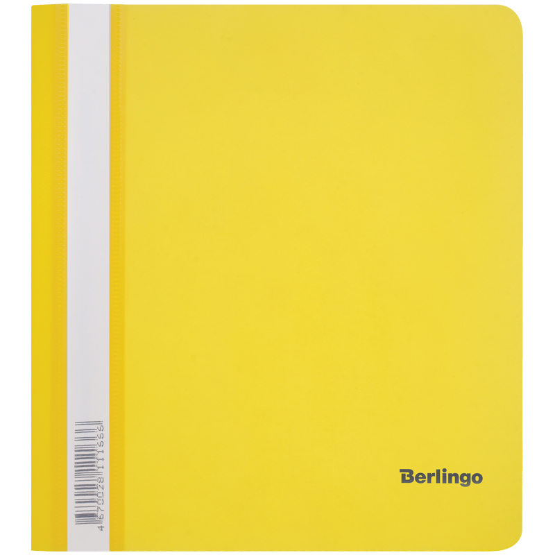 Папка-скоросшиватель пластик. Berlingo, А5, 180мкм, желтая с прозр. верхом, индив. ШК оптом