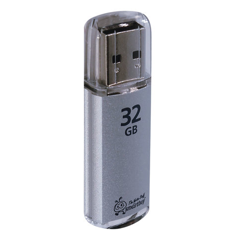 Флеш-диск 32 GB, SMARTBUY V-Cut, USB 2.0, металлический корпус, серебристый, SB32GBVC-S оптом