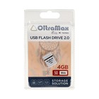 Флешка OltraMax 50, 4 Гб, USB2.0, чт до 15 Мб/с, зап до 8 Мб/с, белая оптом