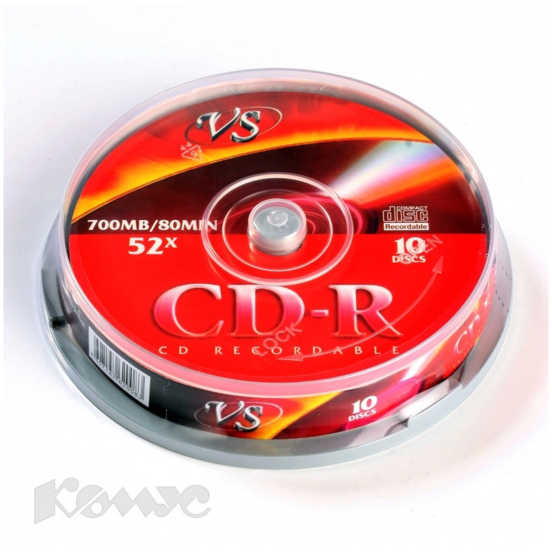 Носители информации CD-R, 52x, VS, Cake/10, VSCDRCB1001 оптом