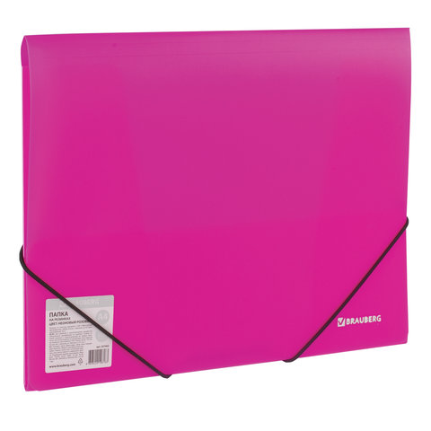 Папка на резинках BRAUBERG "Neon", неоновая, розовая, до 300 листов, 0,5 мм, 227462 оптом