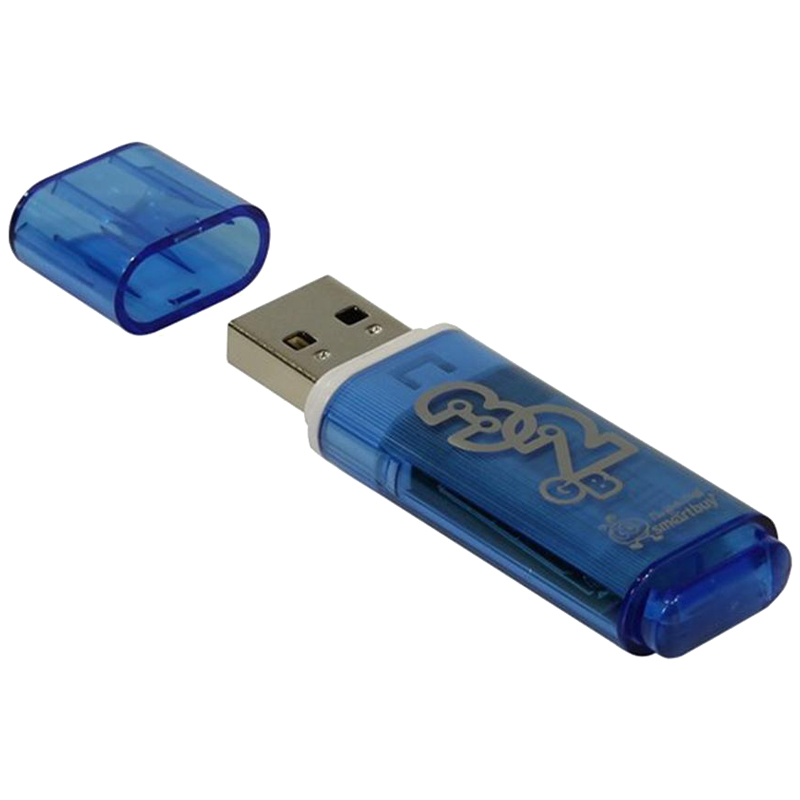 Память Smart Buy "Glossy"  32GB, USB 2.0 Flash Drive, голубой оптом