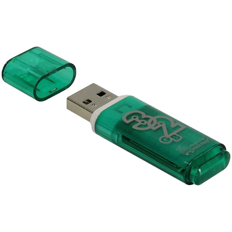 Память Smart Buy "Glossy"  32GB, USB 2.0 Flash Drive, зеленый оптом