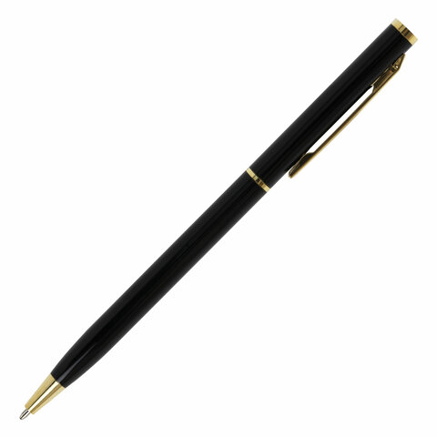 Ручка подарочная шариковая BRAUBERG "Slim Black", корпус черный, узел 1 мм, линия письма 0,7 мм, синяя, 141402 оптом