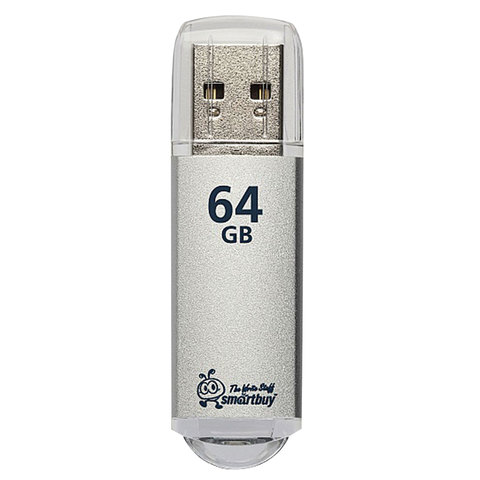 Флеш-диск 64 GB, SMARTBUY V-Cut, USB 2.0, металлический корпус, серебристый, SB64GBVC-S оптом