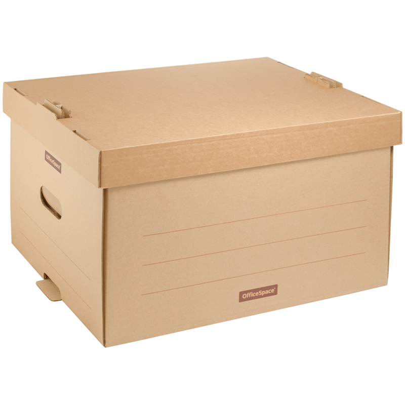 Короб архивный OfficeSpace "Универсальный" 26,5*34*44см, надстраиваемый, с крышкой, картон оптом