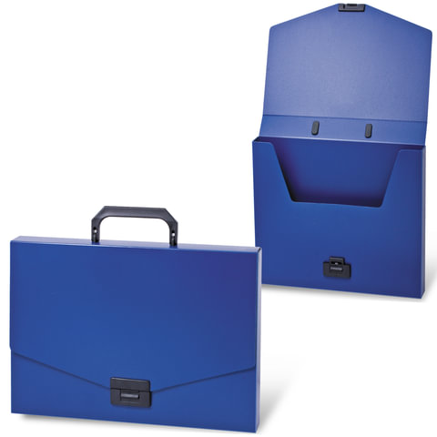 Папка-портфель пластиковая BRAUBERG "Energy", А4 (330х256х32 мм), без отделений, синий, 222082 оптом