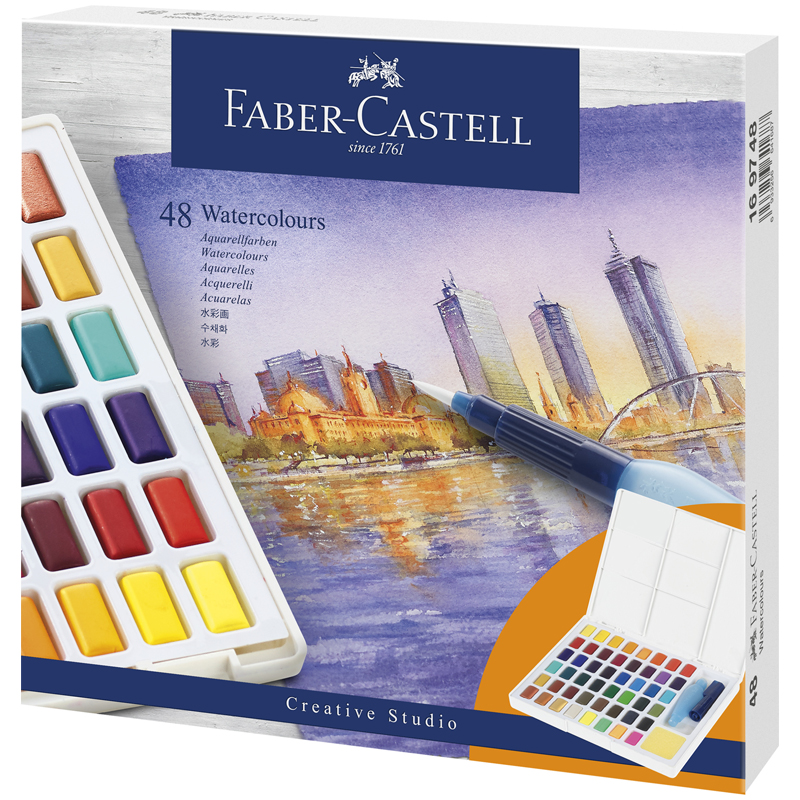   Faber-Castell "Watercolours", 48., , +  "Water Brush"+  ,   