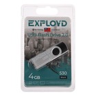 Флешка Exployd 530, 4 Гб, USB3.0, чт до 70 Мб/с, зап до 20 Мб/с, черная оптом