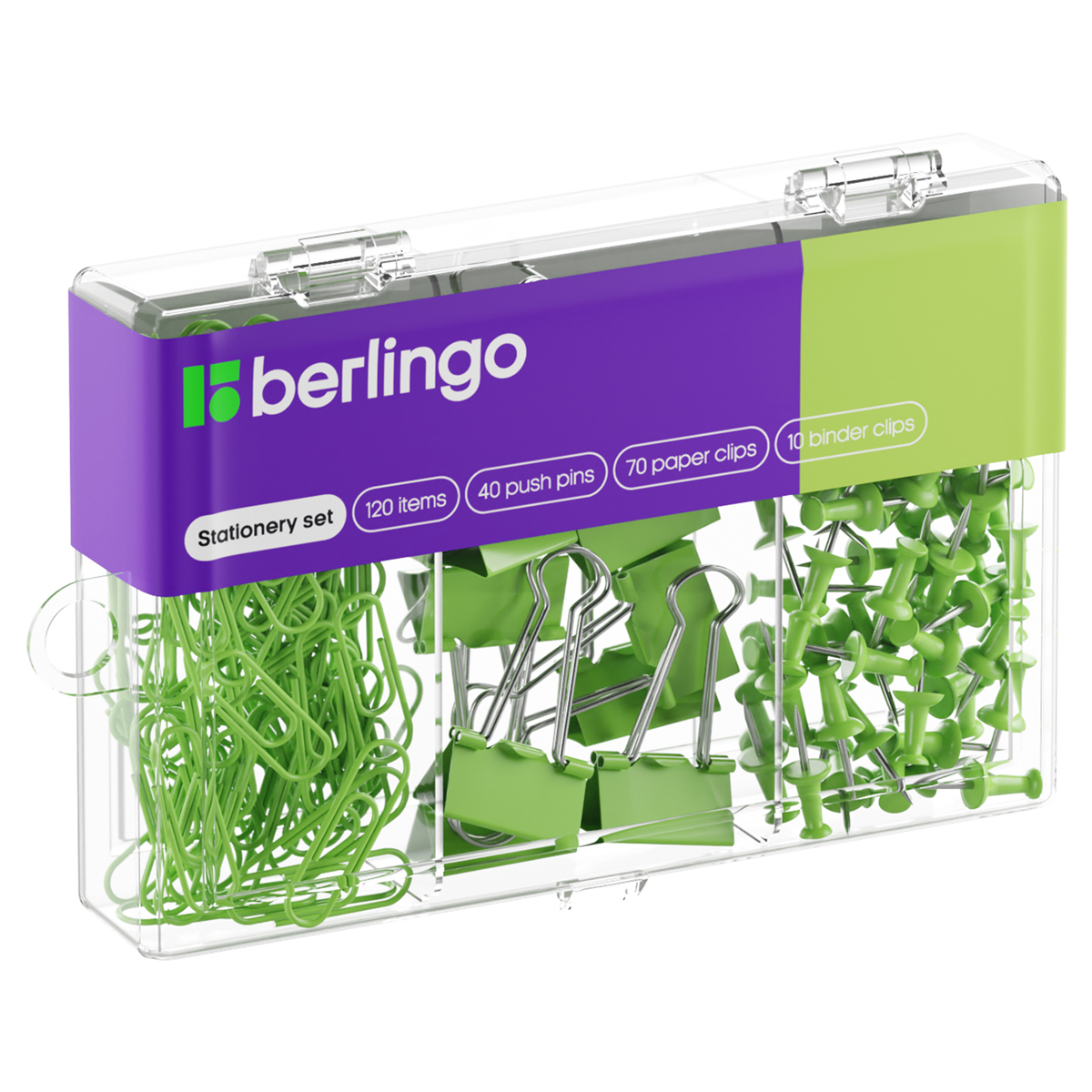 Набор мелкоофисных принадлежностей Berlingo, 120 предметов, зеленый, пластиковая упаковка оптом