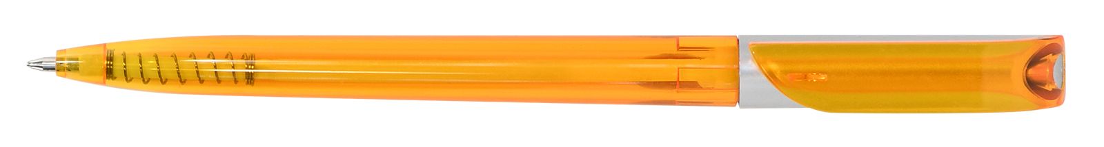 Ручка для логотипа шариковая автоматическая одноразовая INFORMAT КАРОЛИНА, 0,7 мм, синяя,  оранжевый тонированный корпус оптом