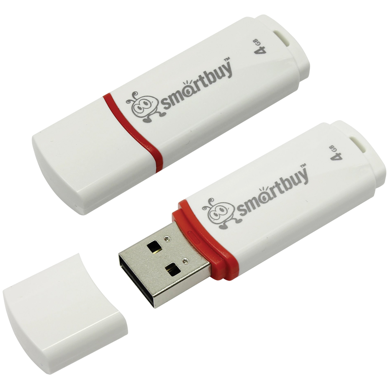 Память Smart Buy "Crown"  4GB, USB 2.0 Flash Drive, белый оптом