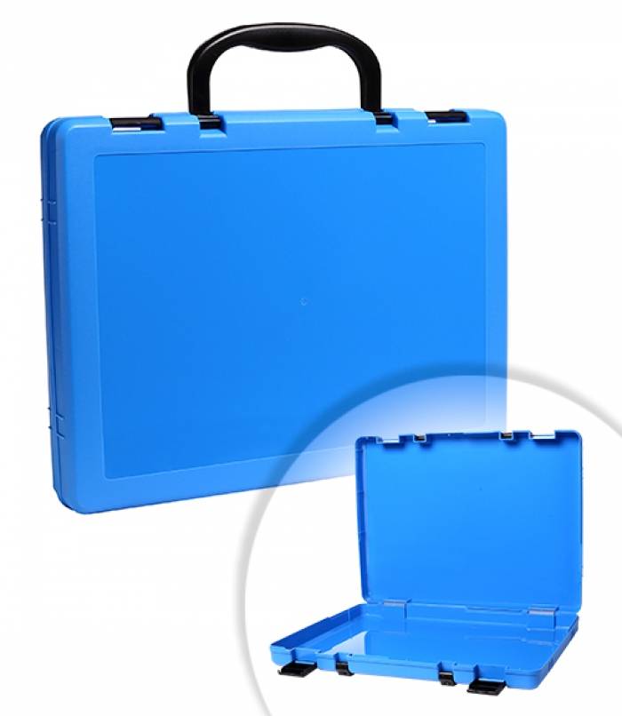Портфель, СТАММ, 1 отделение, 75х375х280 мм, 2 замка, 2 ручки, пластик, голубой оптом