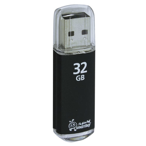 Флеш-диск 32 GB, SMARTBUY V-Cut, USB 2.0, металлический корпус, черный, SB32GBVC-K оптом