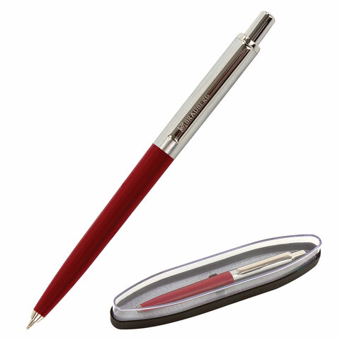 Ручка подарочная шариковая BRAUBERG Soprano, СИНЯЯ, корпус серебристый с бордовым, 0,5мм, 143485 оптом