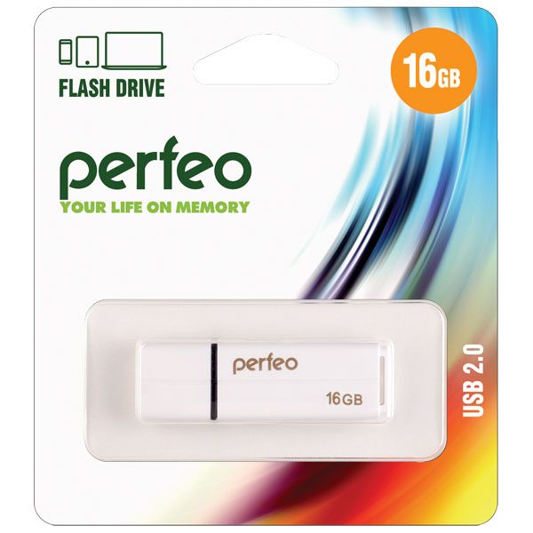 Флэш-память PERFEO C01G2 16 Гб USB 2.0 белый оптом