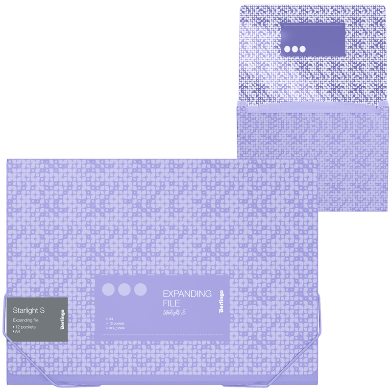 Папка на резинке, 12 отделений Berlingo "Starlight S" А4, 230*335*35мм, 700мкм, фиолетовая, c рисунком оптом