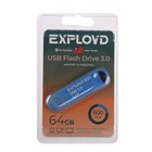 Флешка Exployd 600, 64 Гб, USB3.0, чт до 70 Мб/с, зап до 20 Мб/с, синяя оптом