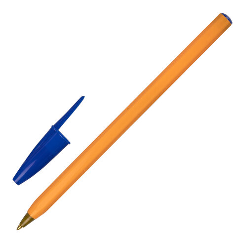 Ручка шариковая STAFF "Basic Orange BP-01", письмо 750 метров, СИНЯЯ, длина корпуса 14 см, узел 1 мм, 143740 оптом