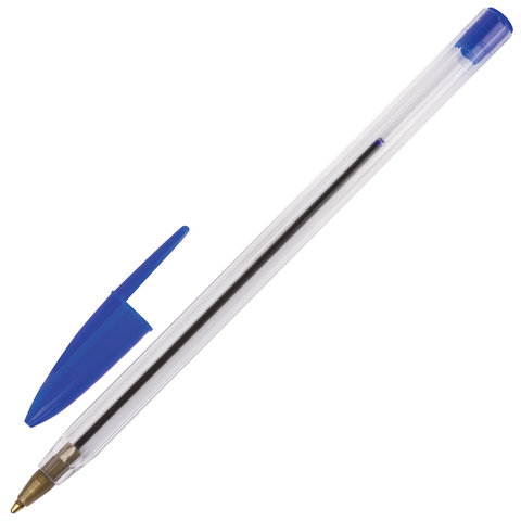 Ручка шариковая STAFF "Basic BP-01", письмо 750 метров, СИНЯЯ, длина корпуса 14 см, линия письма 0,5 мм, 141672 оптом