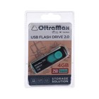Флешка OltraMax 250, 4 Гб, USB2.0, чт до 15 Мб/с, зап до 8 Мб/с, бирюзовая оптом