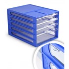 Файл-кабинет 4-секционный «СТАММ», синий корпус, прозрачные лотки оптом