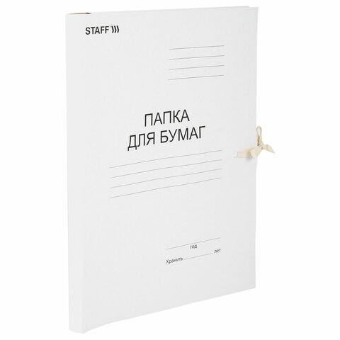 Папка для бумаг с завязками картонная STAFF, гарантированная плотность 220 г/м2, до 200 л., 126525 оптом