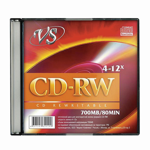  CD-RW VS, 700 Mb, 4-12x, Slim Case (1 ), VSCDRWSL01 