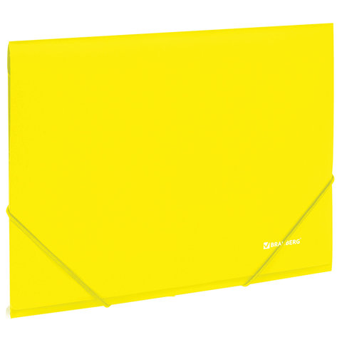 Папка на резинках BRAUBERG "Neon", неоновая, желтая, до 300 листов, 0,5 мм, 227461 оптом