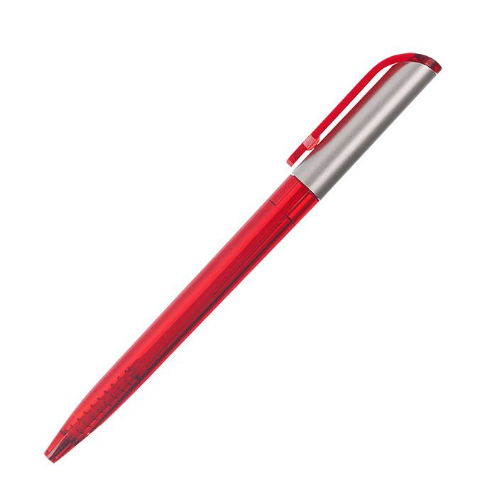 Ручка для логотипа шариковая автоматическая одноразовая INFORMAT КАРОЛИНА, 0,7 мм, синяя, красный тонированный корпус оптом